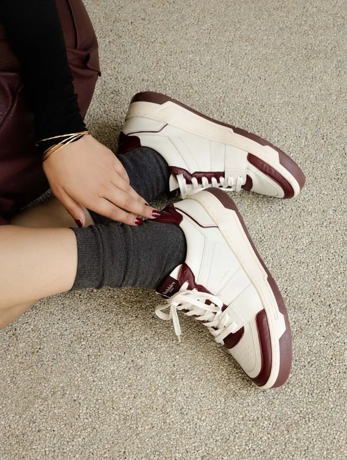 Miley Off White and Garnet Women Bobbies Sneakers