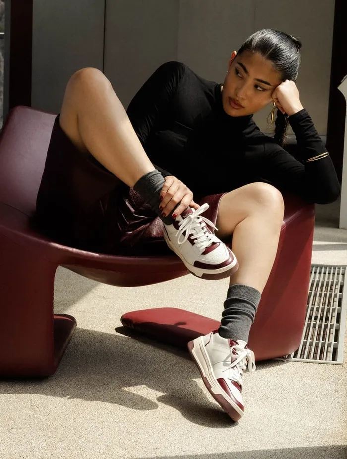 Miley Off White and Garnet Women Bobbies Sneakers