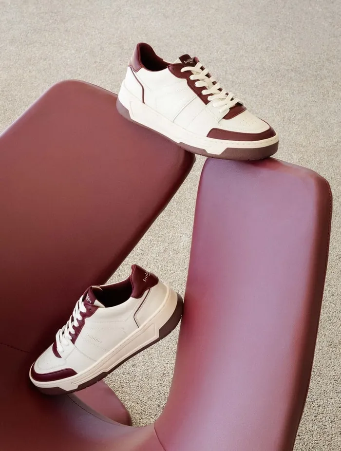 Miley Off White and Garnet Women Bobbies Sneakers