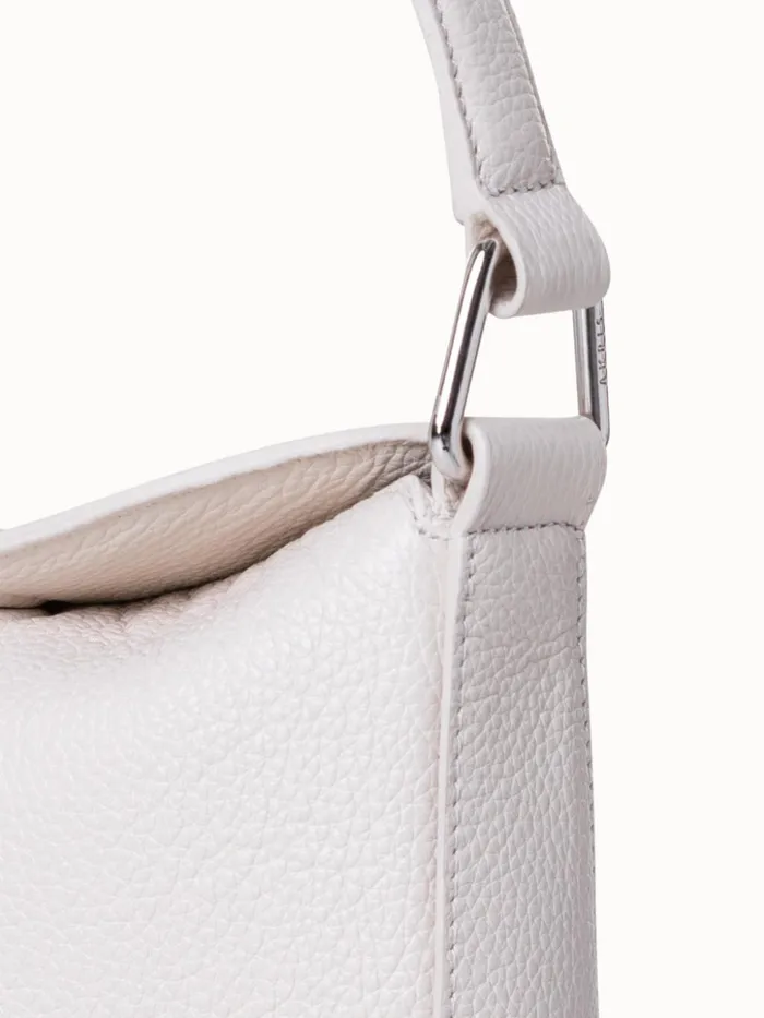 Mini Anna Hobo Bag In Leather Alabaster Women Akris Shoulder Bags