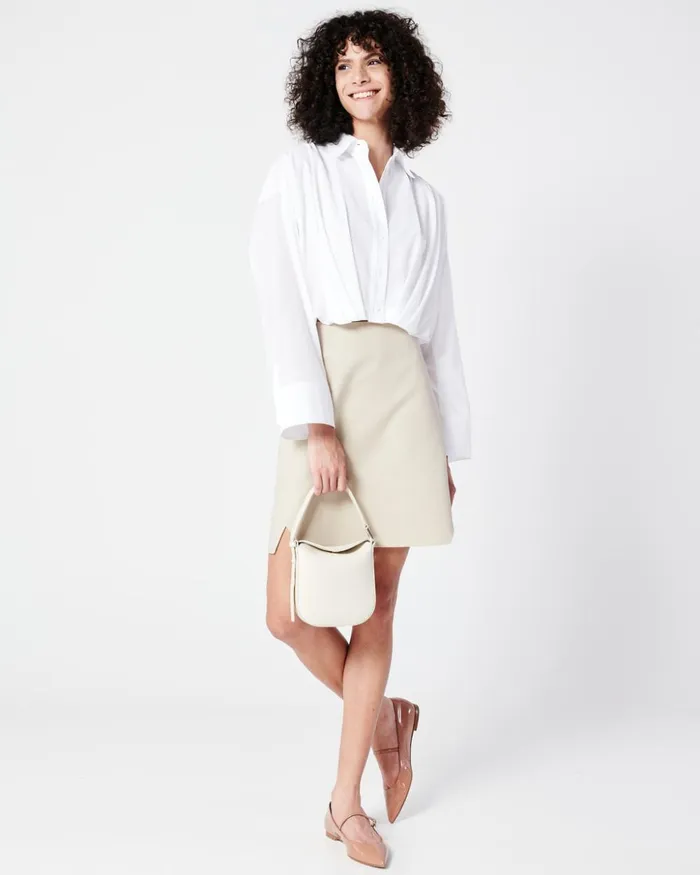 Mini Anna Hobo Bag In Leather Alabaster Women Akris Shoulder Bags