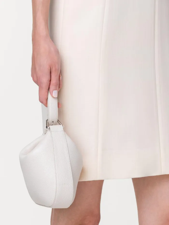 Mini Anna Hobo Bag In Leather Alabaster Women Akris Shoulder Bags