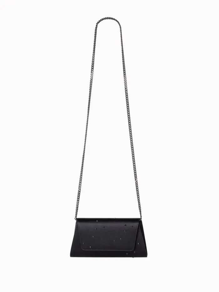 Mini Anouk Clutch In Satin And Leather With Swarovski Stars Black Women Akris Crossbody Bags