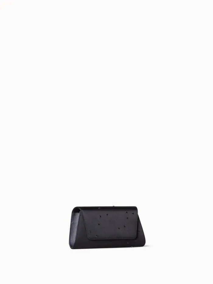 Mini Anouk Clutch In Satin And Leather With Swarovski Stars Black Women Akris Crossbody Bags