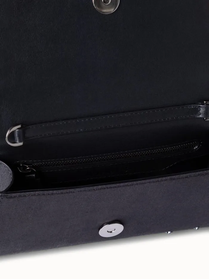 Mini Anouk Clutch In Satin And Leather With Swarovski Stars Black Women Akris Crossbody Bags
