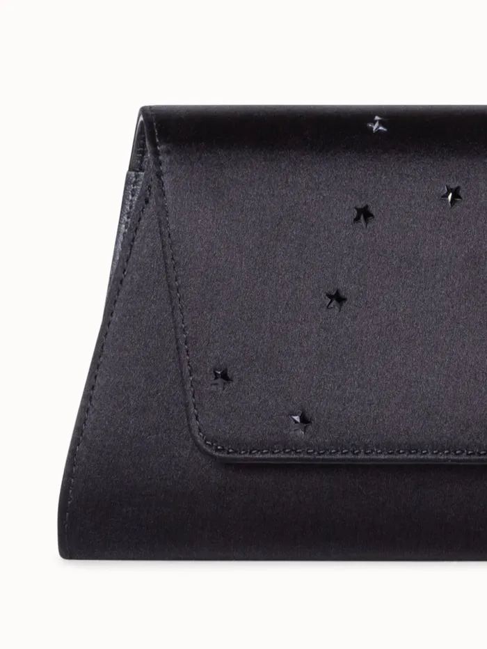 Mini Anouk Clutch In Satin And Leather With Swarovski Stars Black Women Akris Crossbody Bags
