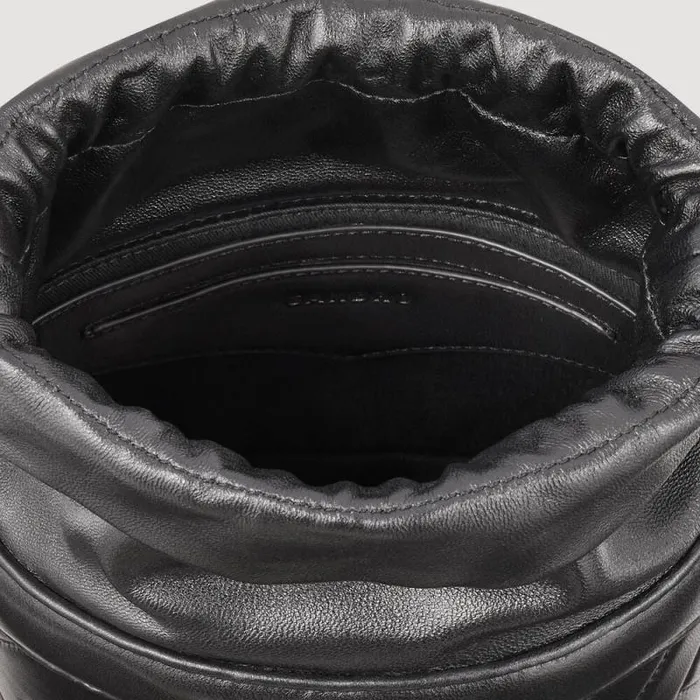 Mini Bags Women SANDRO Le Bonbon Quilt Leather Bucket Bag Black