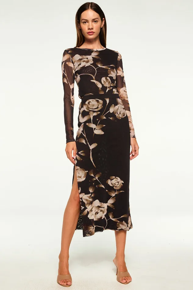 Misa Los Angeles Aisha Skirt Faded Rose Mesh Women Skirts and Shorts