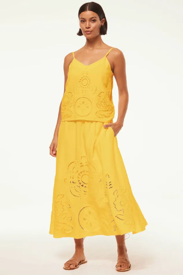 Misa Los Angeles Analisse Skirt Canary Eyelet Women Skirts and Shorts