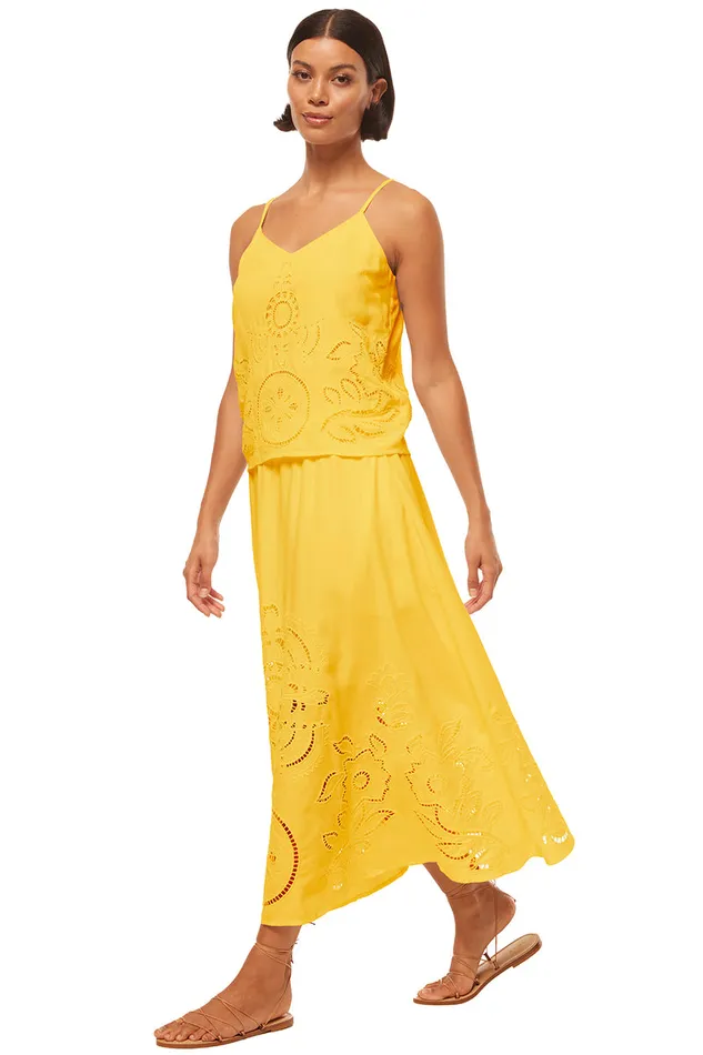 Misa Los Angeles Analisse Skirt Canary Eyelet Women Skirts and Shorts