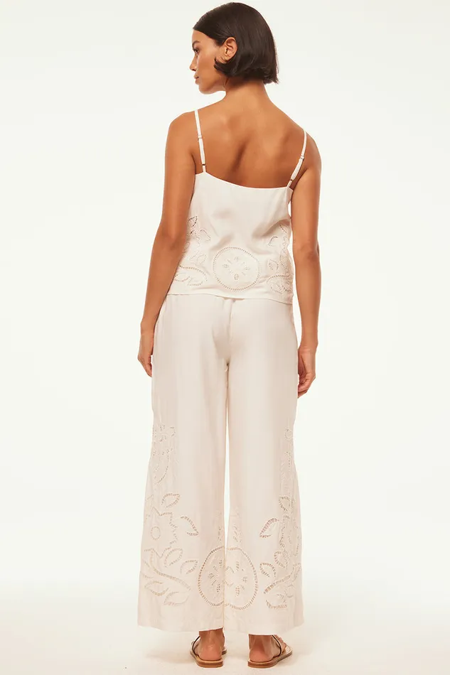 Misa Los Angeles Carlita Pant White Eyelet Women Matching Sets
