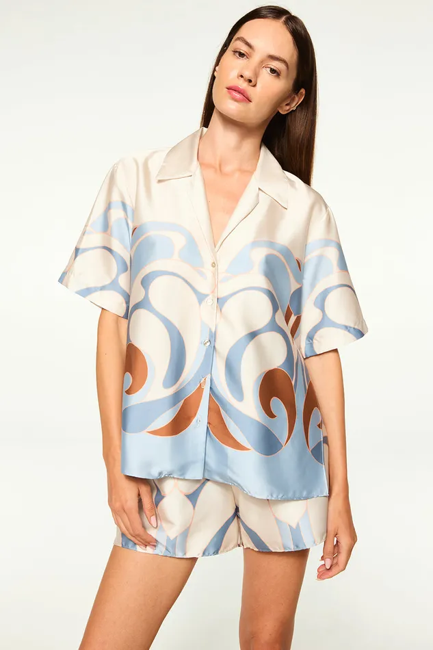 Misa Los Angeles Elam Short The Swans Allover Women Matching Sets