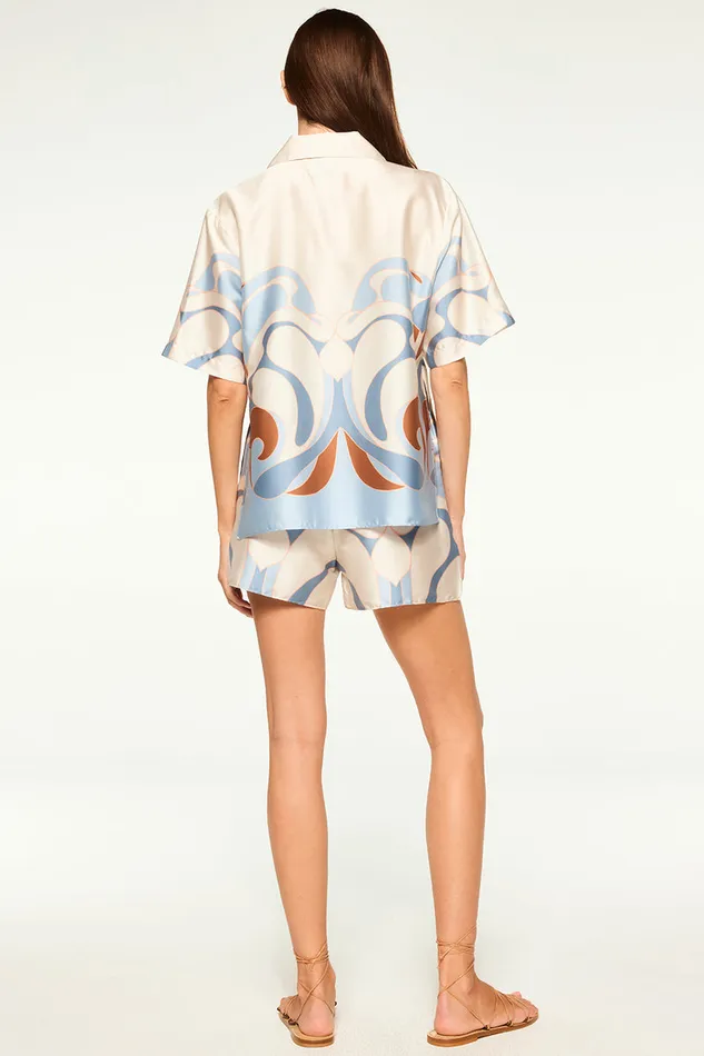 Misa Los Angeles Elam Short The Swans Allover Women Matching Sets