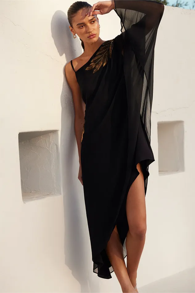 Misa Los Angeles Elaneh Dress Black Palm D039or Women Dresses
