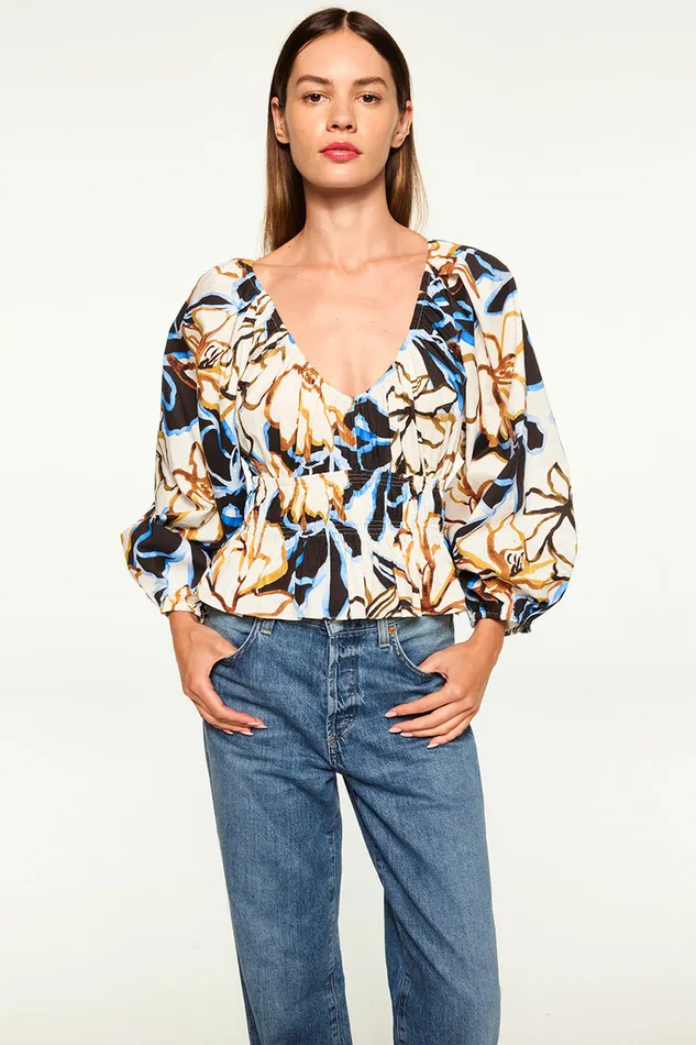 Misa Los Angeles Halia Top Bold Blooms Cotton Women Tops