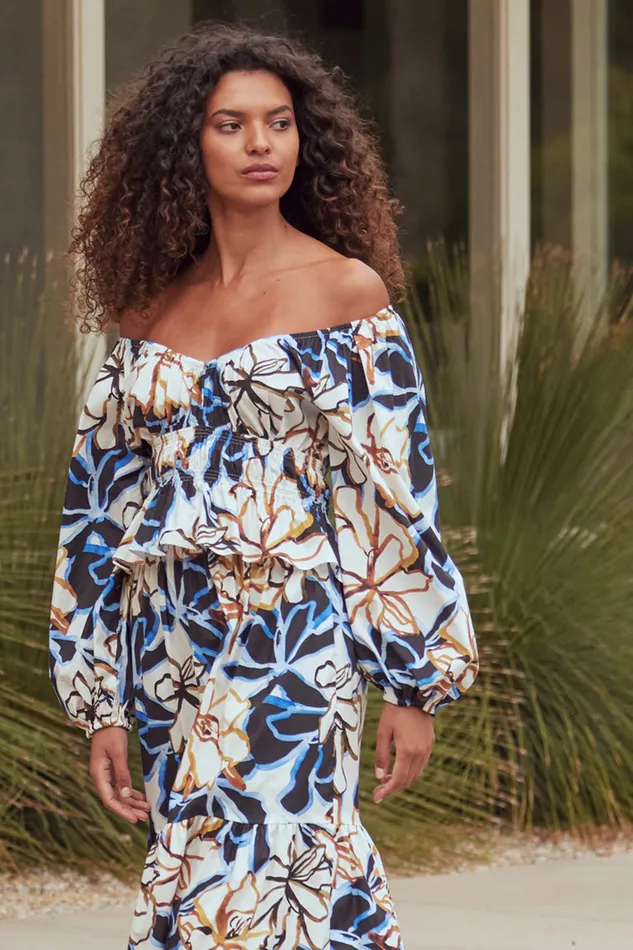Misa Los Angeles Halia Top Bold Blooms Cotton Women Tops