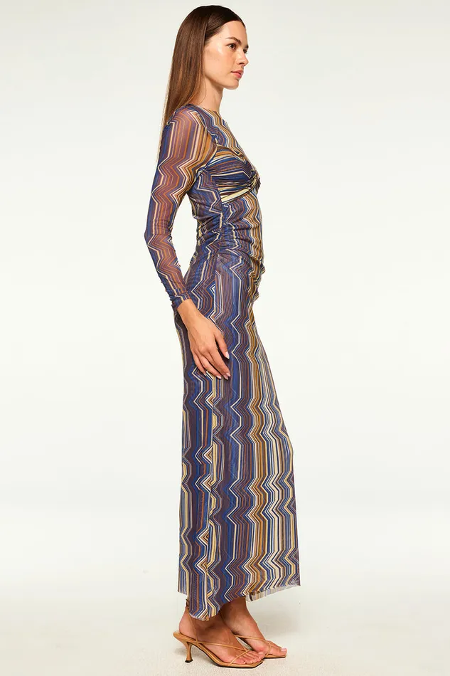 Misa Los Angeles Idris Dress La Banda Blue Mesh Women Jersey and Mesh