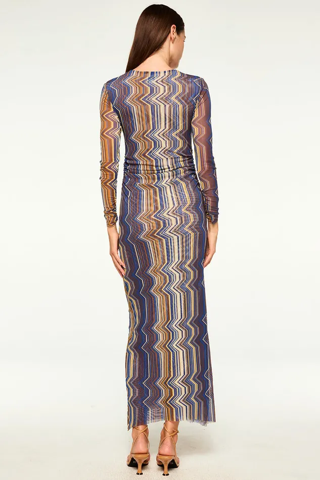 Misa Los Angeles Idris Dress La Banda Blue Mesh Women Jersey and Mesh