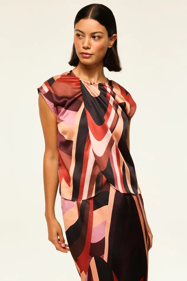 Misa Los Angeles Jessie Top Canyon Stripe Satin Women Tops