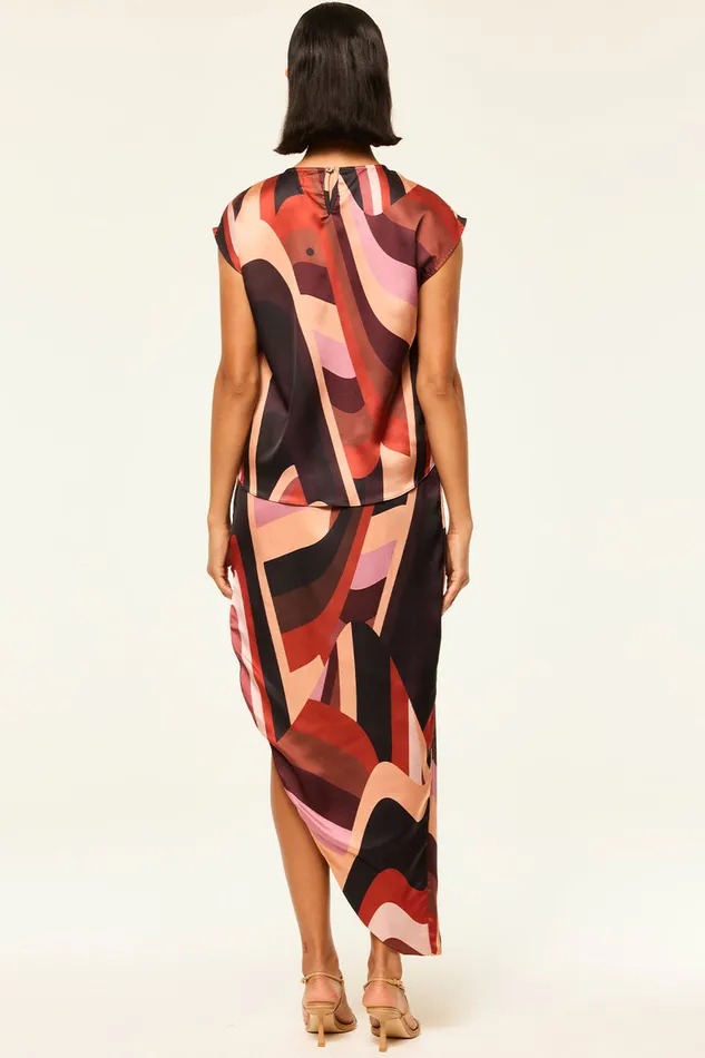 Misa Los Angeles Jessie Top Canyon Stripe Satin Women Tops
