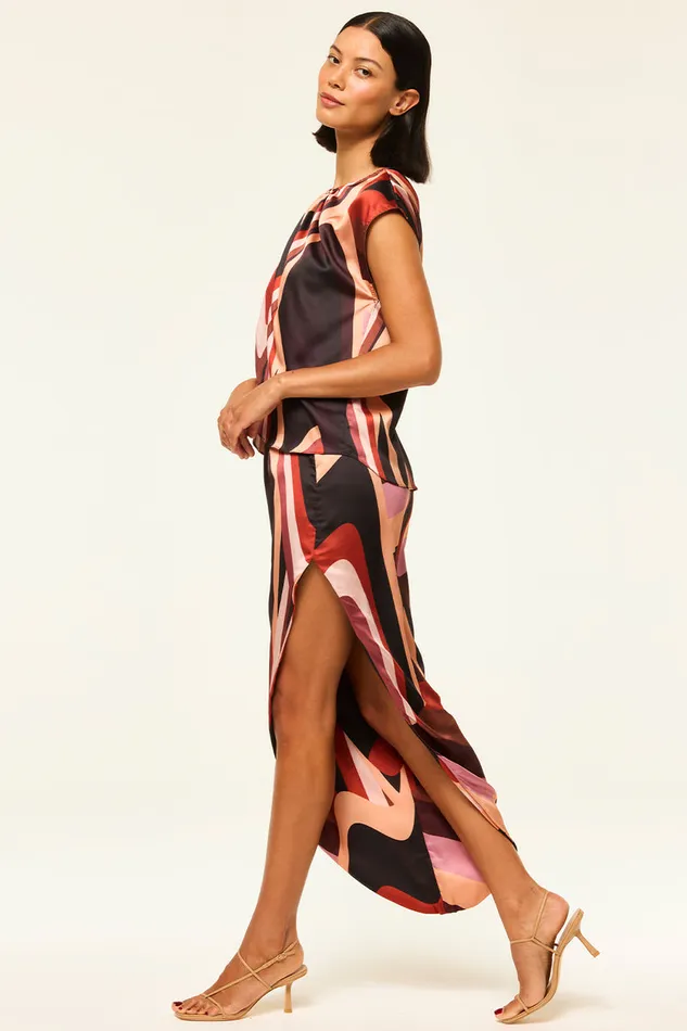 Misa Los Angeles Jessie Top Canyon Stripe Satin Women Tops