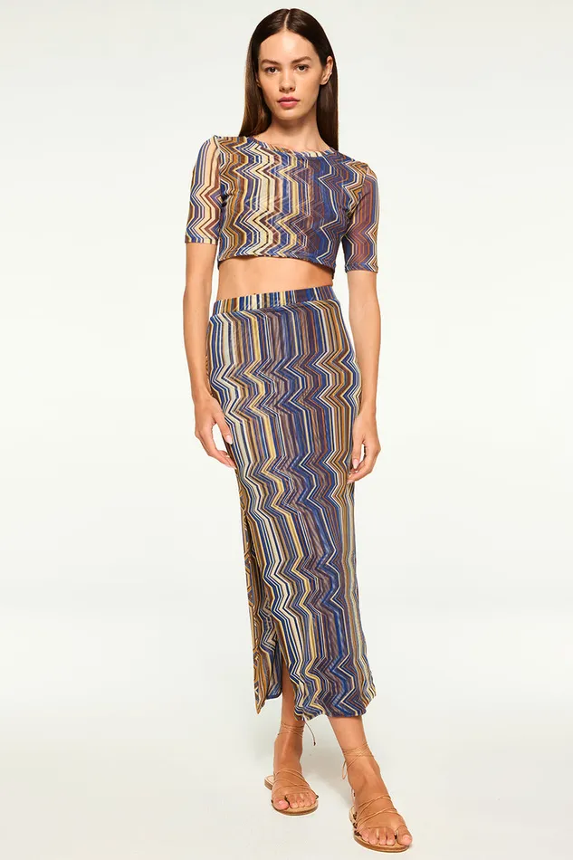 Misa Los Angeles Love Top La Banda Blue Mesh Women Tops