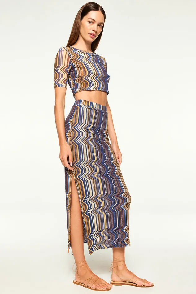 Misa Los Angeles Love Top La Banda Blue Mesh Women Tops