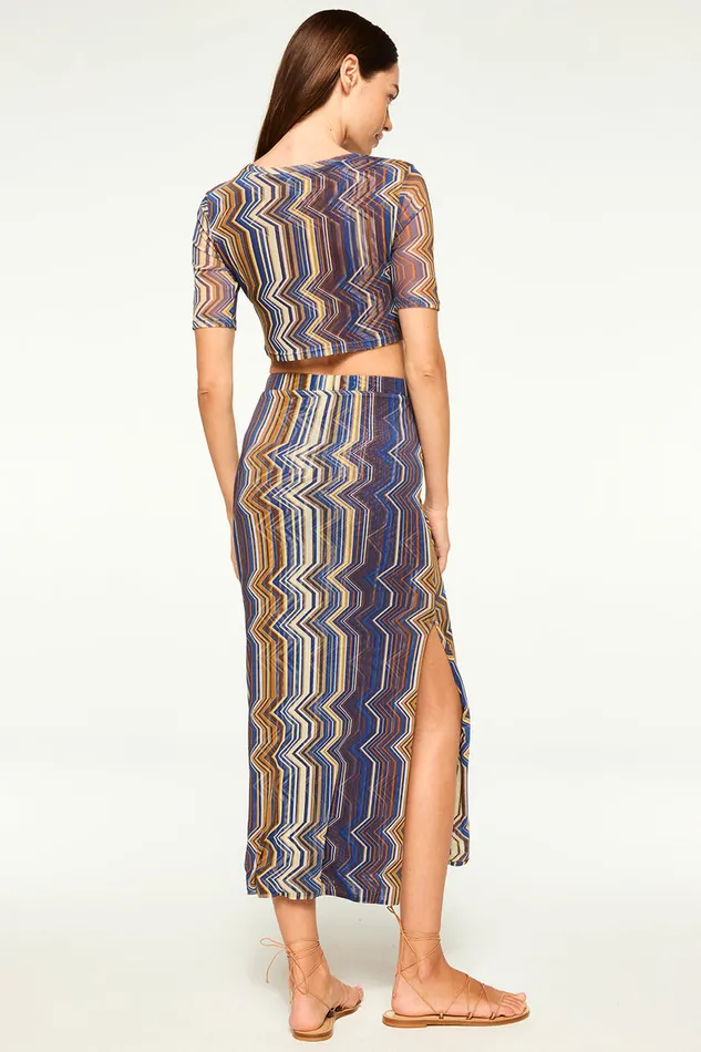 Misa Los Angeles Love Top La Banda Blue Mesh Women Tops