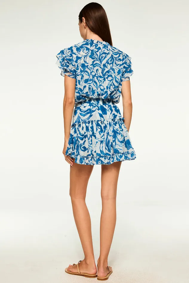 Misa Los Angeles Marion Skirt Blue Watercolor Mix Women Matching Sets