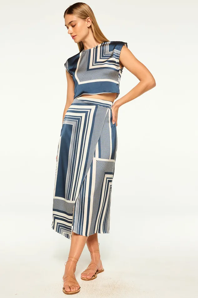 Misa Los Angeles Nilla Skirt Linear Geo Women Matching Sets