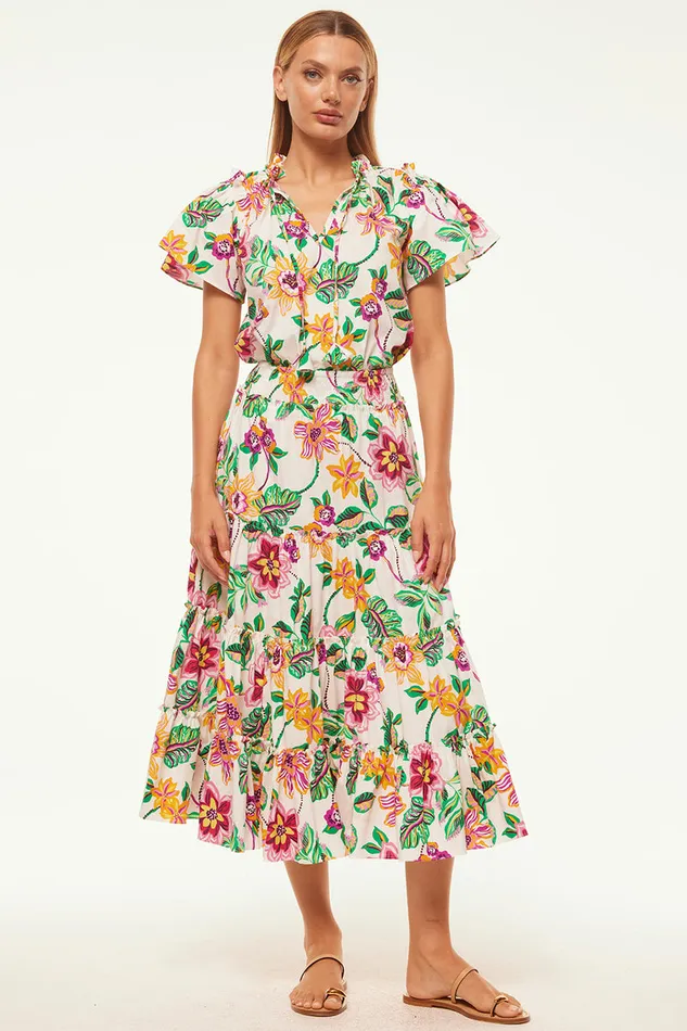 Misa Los Angeles Suparna Top Flora Exotica Cotton Poplin Women Tops