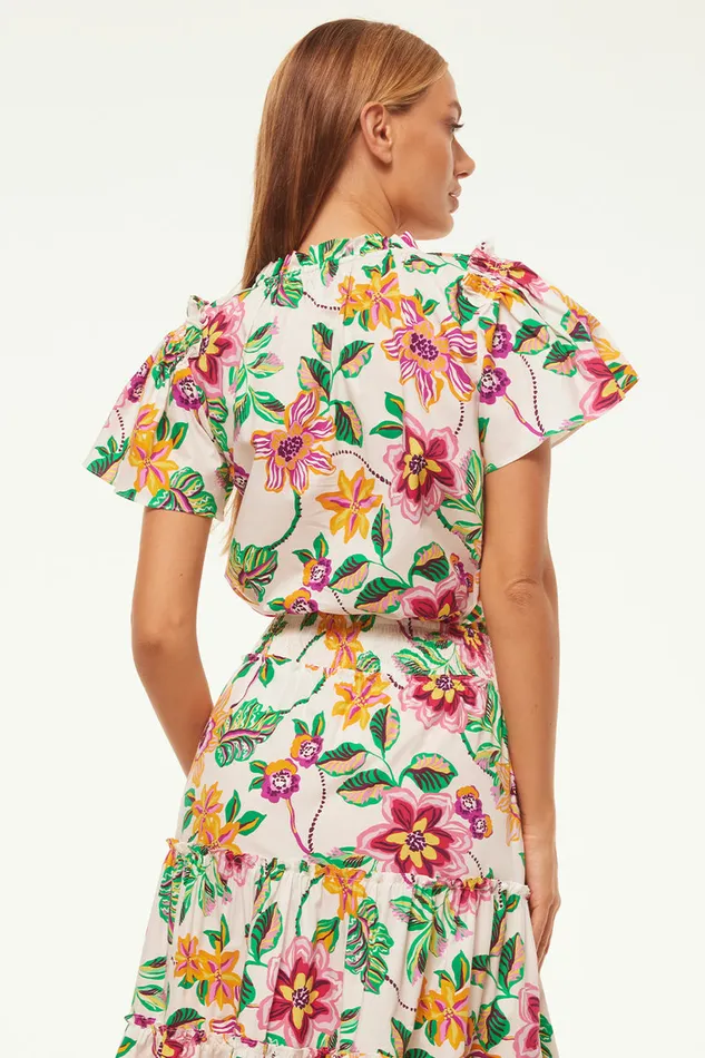 Misa Los Angeles Suparna Top Flora Exotica Cotton Poplin Women Tops