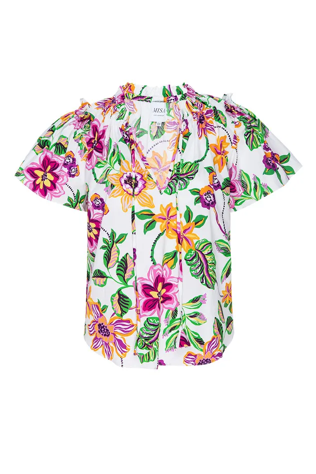 Misa Los Angeles Suparna Top Flora Exotica Cotton Poplin Women Tops
