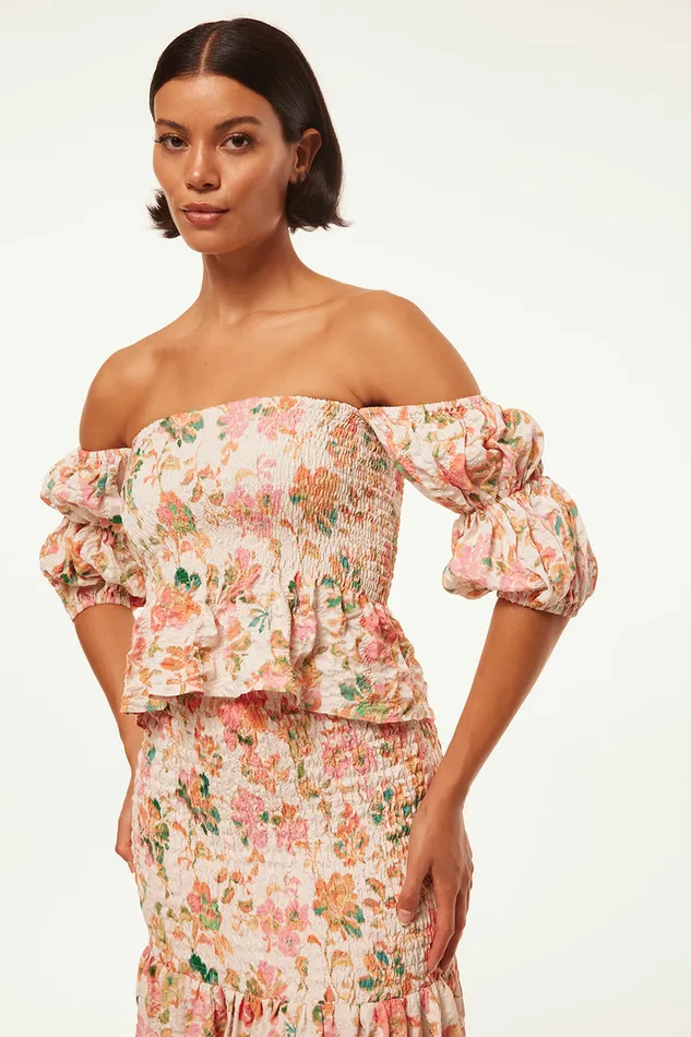 Misa Los Angeles Vida Top Persimmon Crinkle Women Matching Sets