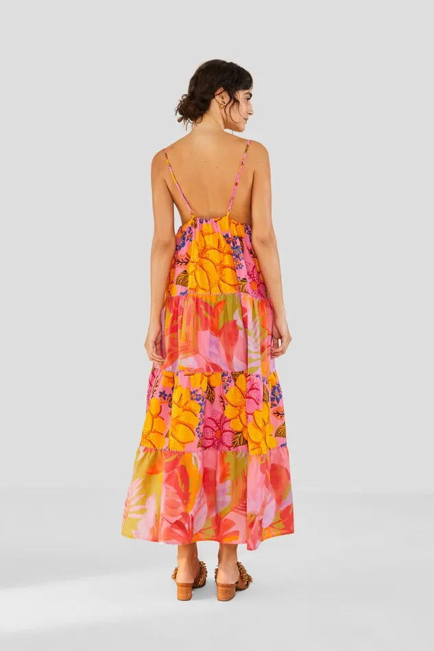 Mixed Pink Prints Maxi Dress Women Farm Rio Maxi Dresses