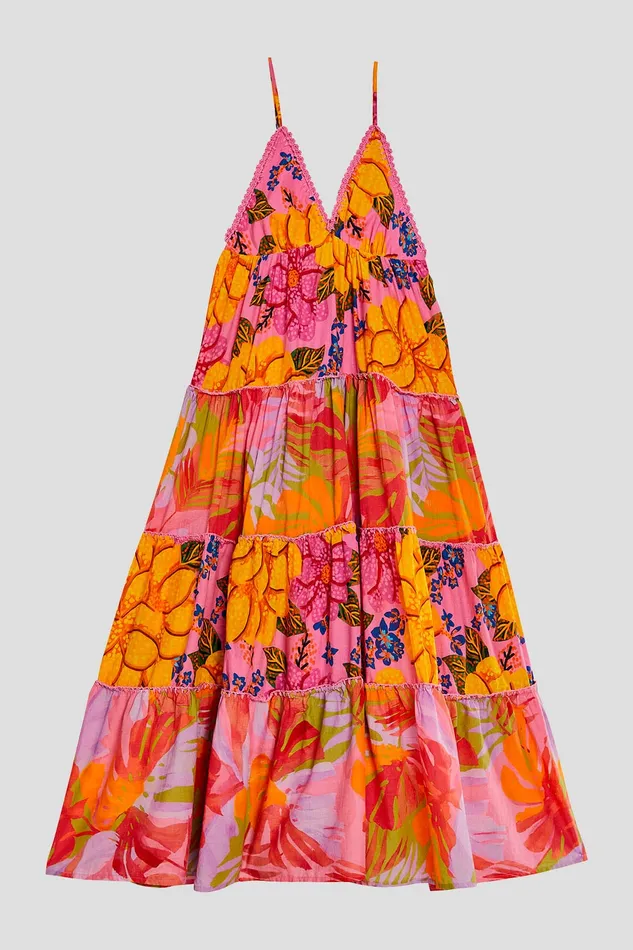 Mixed Pink Prints Maxi Dress Women Farm Rio Maxi Dresses