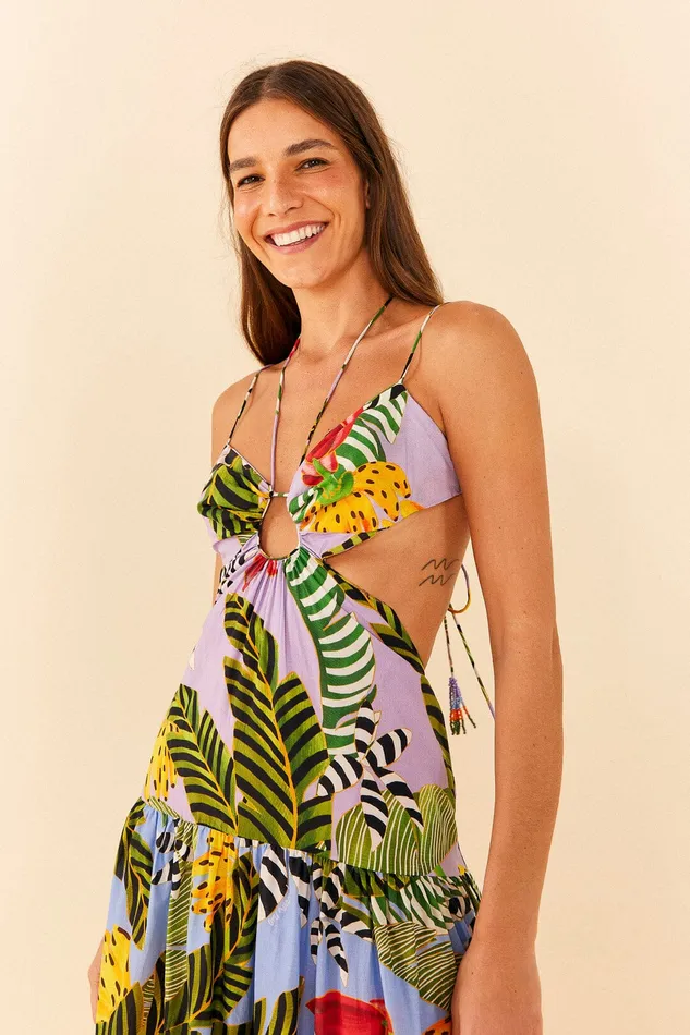 Mixed Striped Bananas Maxi Dress Women Farm Rio Maxi Dresses