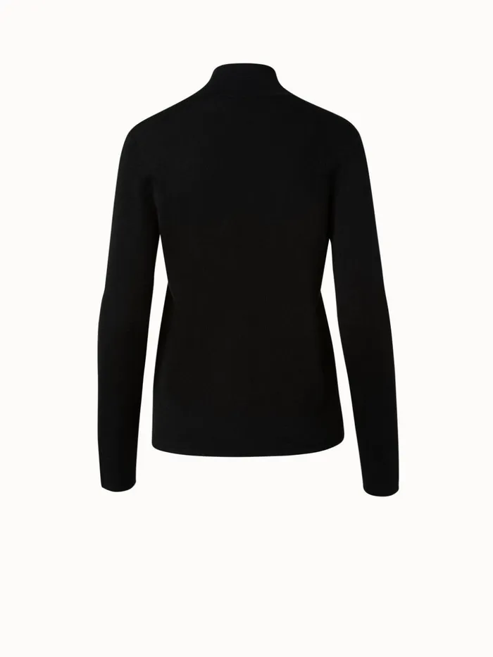 Mock Neck Knit Pullover In Cashmere And Silk Black Women Akris Cashmere