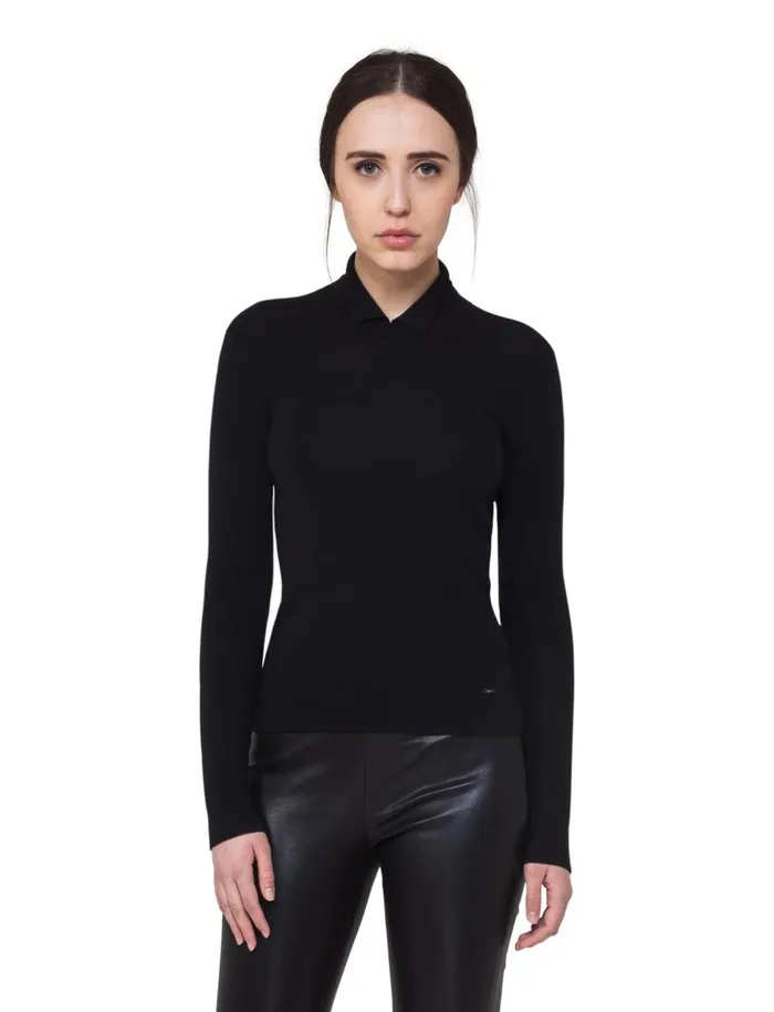 Mock Neck Knit Pullover In Cashmere And Silk Black Women Akris Cashmere