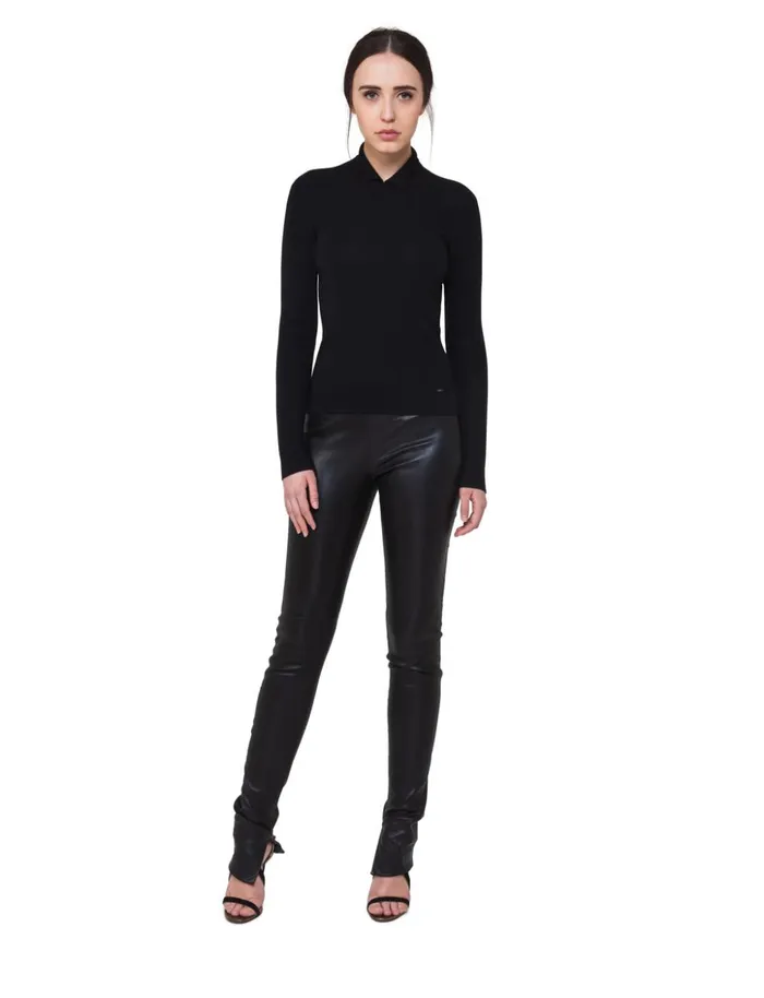 Mock Neck Knit Pullover In Cashmere And Silk Black Women Akris Cashmere
