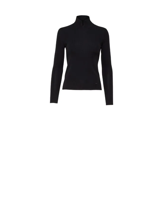 Mock Neck Knit Pullover In Cashmere And Silk Black Women Akris Cashmere