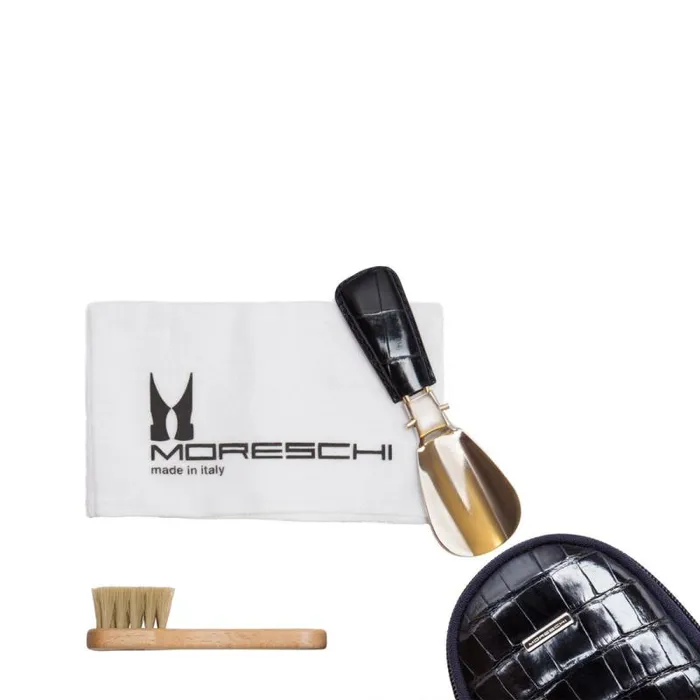 Moreschi Shoe Care Dark Blue Crocodile Skin Shoe Care Travel Pouch 8211 Men