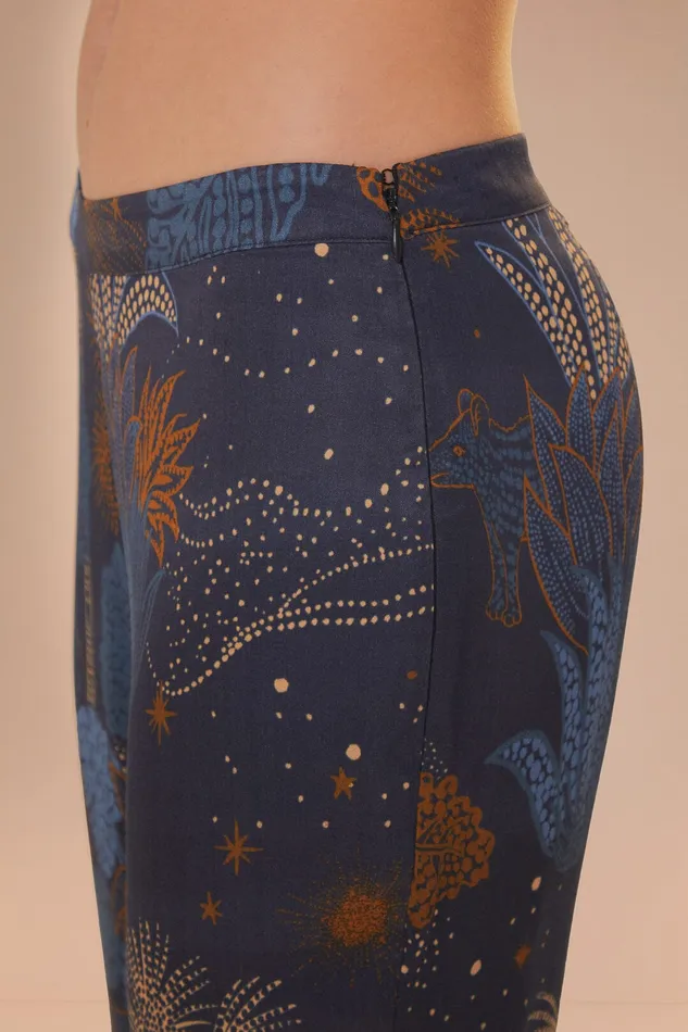 Navy Blue Night Jungle Flare Pants Women Farm Rio Pants