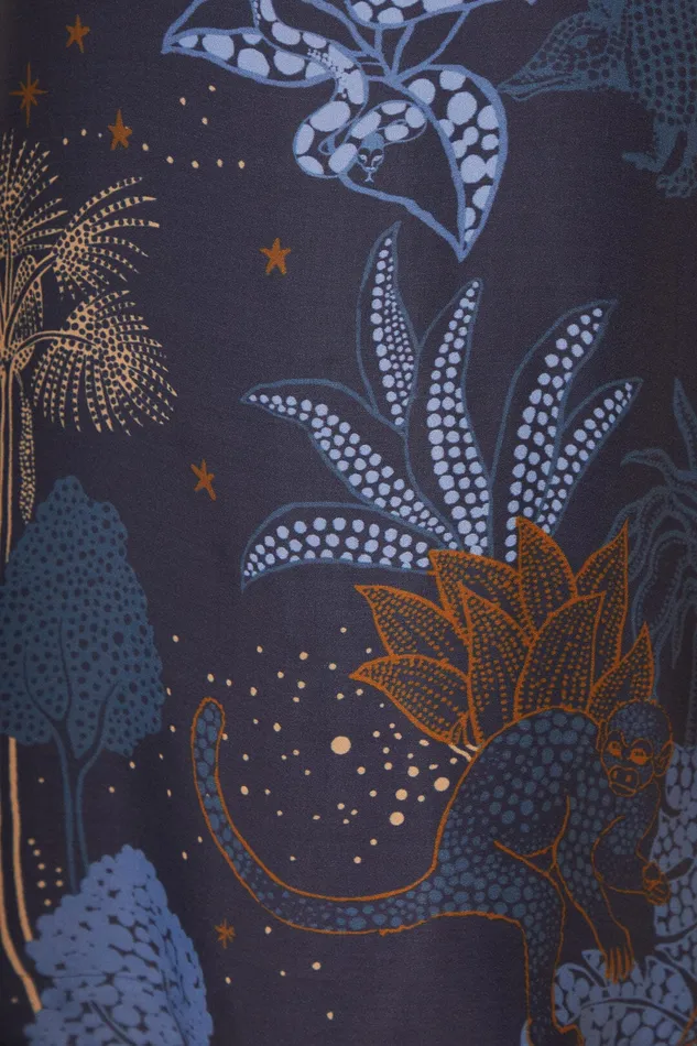 Navy Blue Night Jungle Flare Pants Women Farm Rio Pants