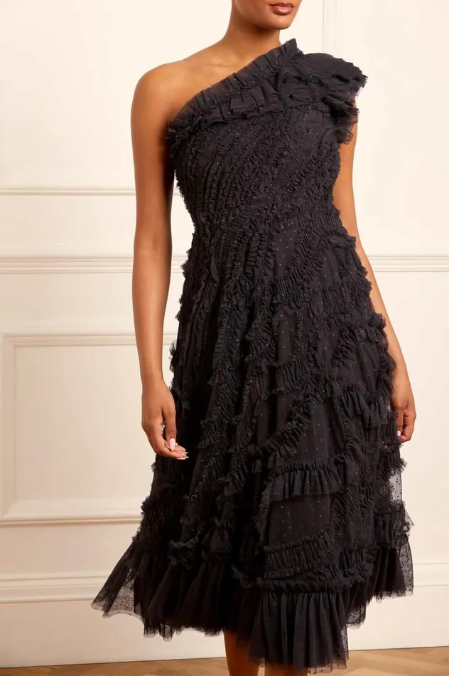 Needle and Thread Dresses Aaliyah OneShoulder Ballerina Dress Black 8211 Women