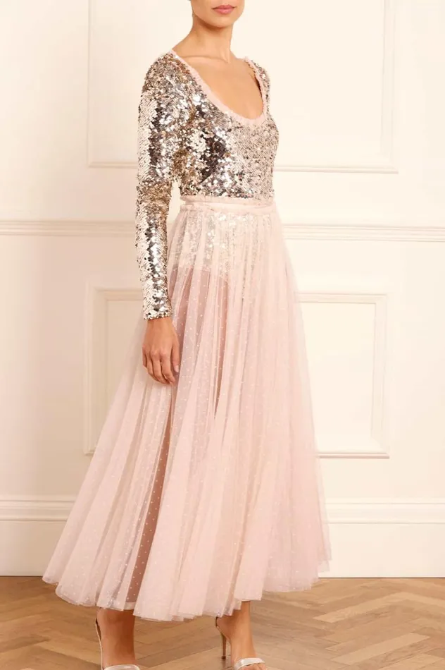 Needle and Thread Dresses Ballet Sequin Bodysuit Ankle Gown Beige 8211 Women