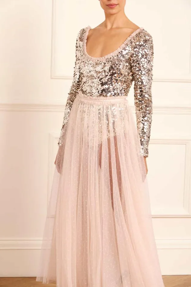 Needle and Thread Dresses Ballet Sequin Bodysuit Ankle Gown Beige 8211 Women