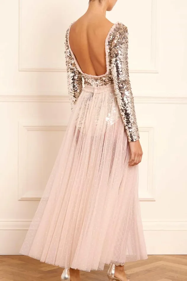 Needle and Thread Dresses Ballet Sequin Bodysuit Ankle Gown Beige 8211 Women