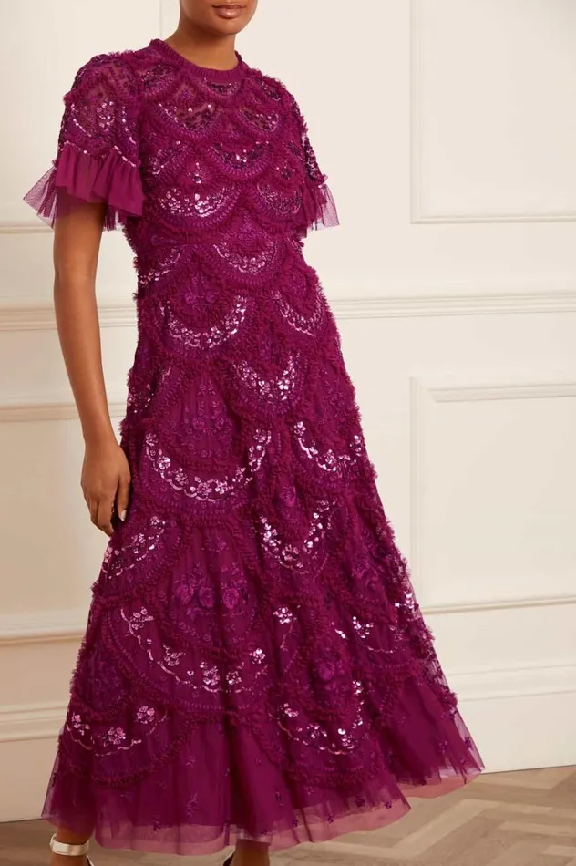 Needle and Thread Dresses Carmen Ruffle Ankle Gown Purple 8211 Women