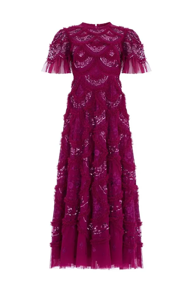 Needle and Thread Dresses Carmen Ruffle Ankle Gown Purple 8211 Women